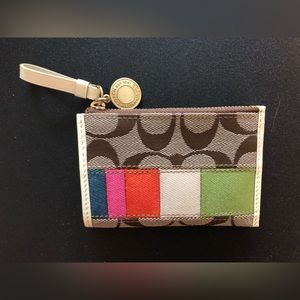NWOT RARE Coach Signature Legacy Stripe Mini Skinny ID case